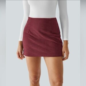 Halara High Waisted Invisible Zipper 2-in-1 A Line Mini Corduroy Casual Skirt